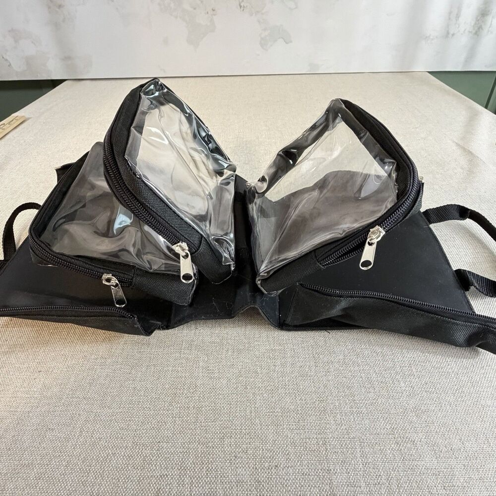 Professional Makeup Artist Bag Fold Out Organizer Clear Zipper Pouches Black